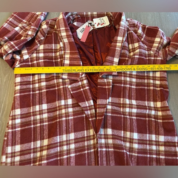 Andree by Unit Mystic Love Plaid Open Jacket in Burgundy Lined Plus Size 3X NWT. - Picture 11 of 11